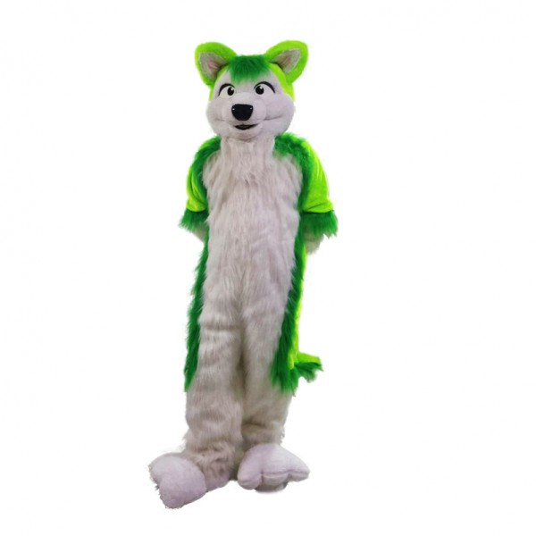 Green Wolf Husky Dog Mascot Costume
