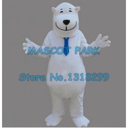 the white polite smile polar bear Mascot Costume