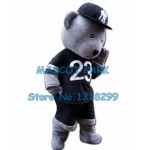 grey sport bear Mascot Costume
