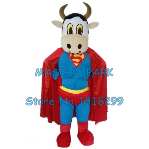 milk cow superman Mascot Costume