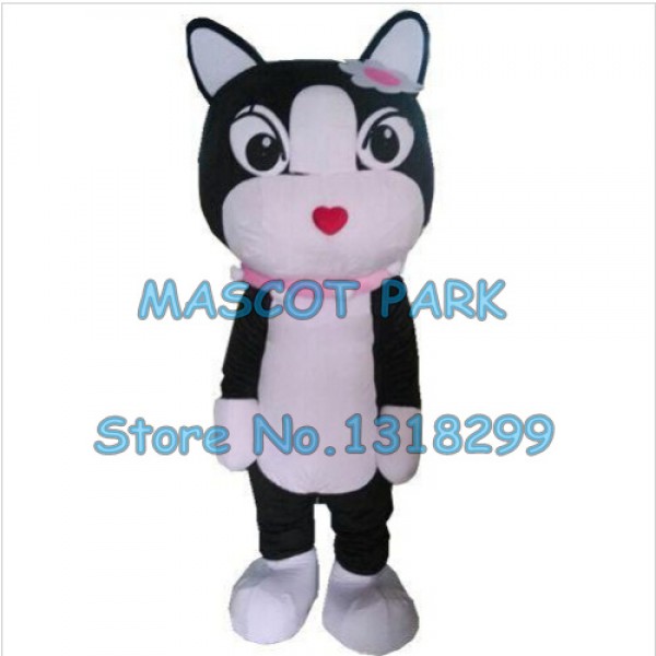 cute cat Mascot Costume black white cat