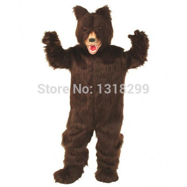 Dark Brown Grizzly Bear Mascot Costume
