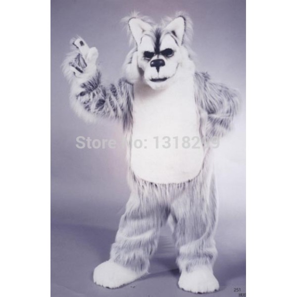 Grey Husky Mascot Costume
