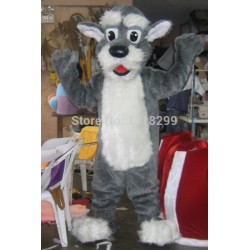 plush Grey Dog Mascot Costume