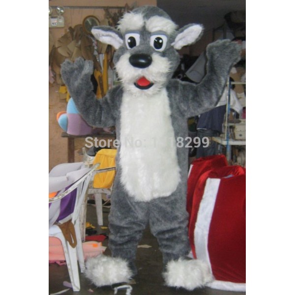 plush Grey Dog Mascot Costume