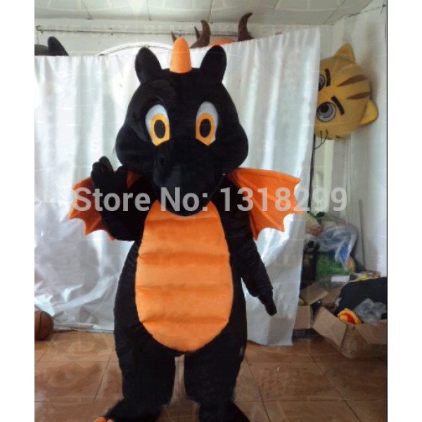 Orange And Black Dragon Mascot Costume