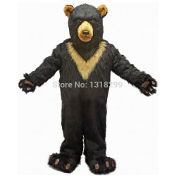Dark Burly Black bear Mascot Costume