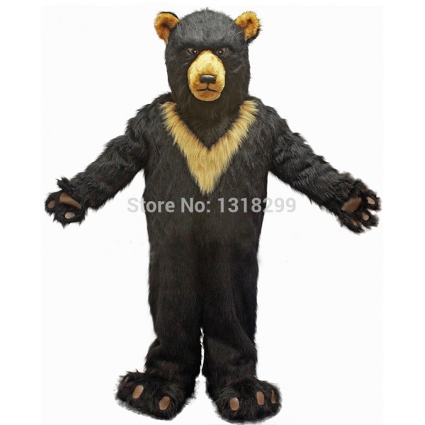 Dark Burly Black bear Mascot Costume