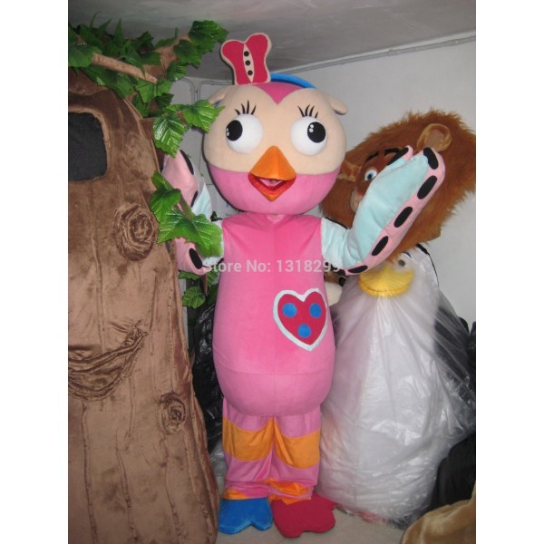 pink owl Mascot Costume pink owl Mascot Costume