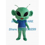 the big head green alien Mascot Costume