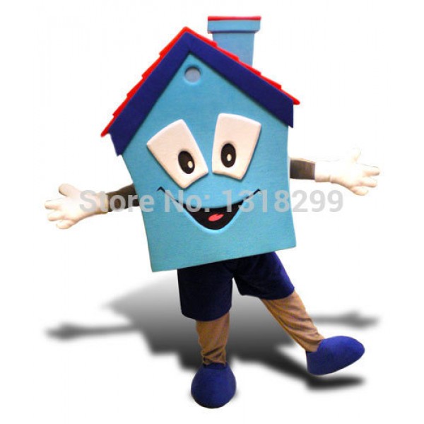 blue house Mascot Costume