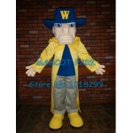 long yellow wind coat Cavalier Mascot Costume