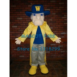long yellow wind coat Cavalier Mascot Costume