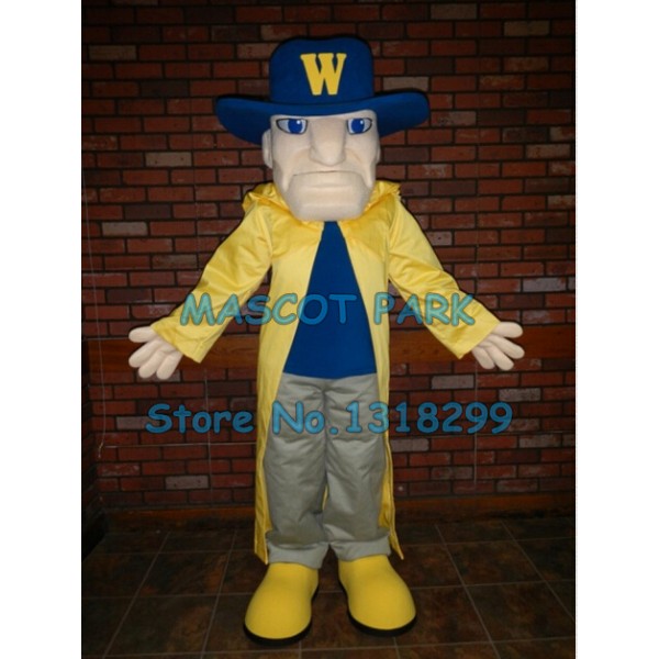 long yellow wind coat Cavalier Mascot Costume