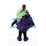 Fresh Purple Grape Mascot Costume with Leaves
