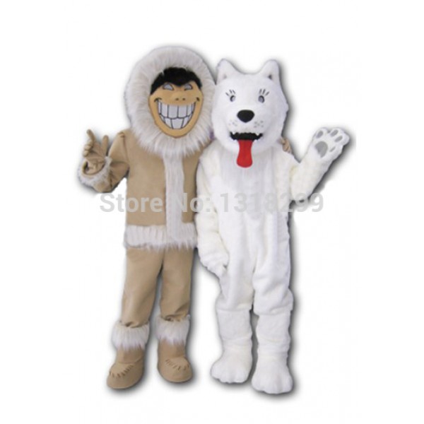 Eskimos Sled Snow Dog Mascot Costume