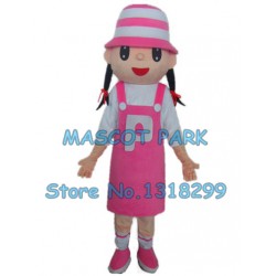pink girl Mascot Costume