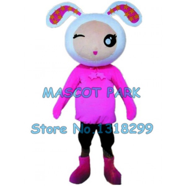 pink bunny Mascot Costume