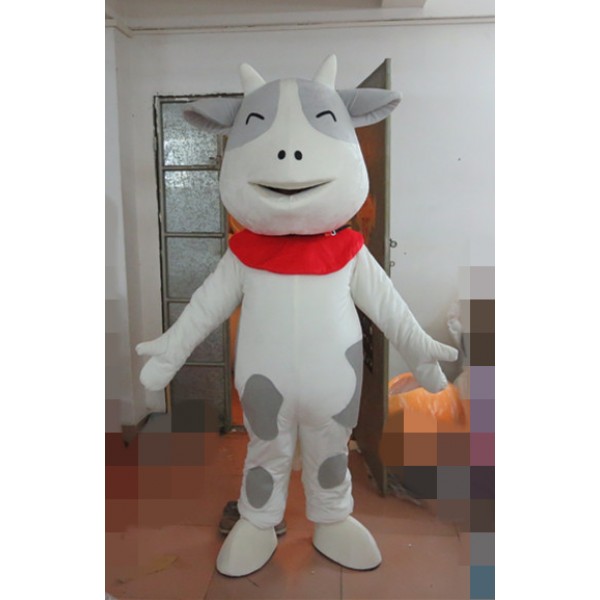 White Belly Dog Black Spots Cow Mascot Costume