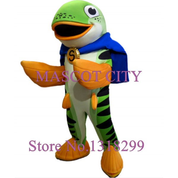 green salmon fish Mascot Costume