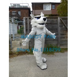 light grey husky Mascot Costume